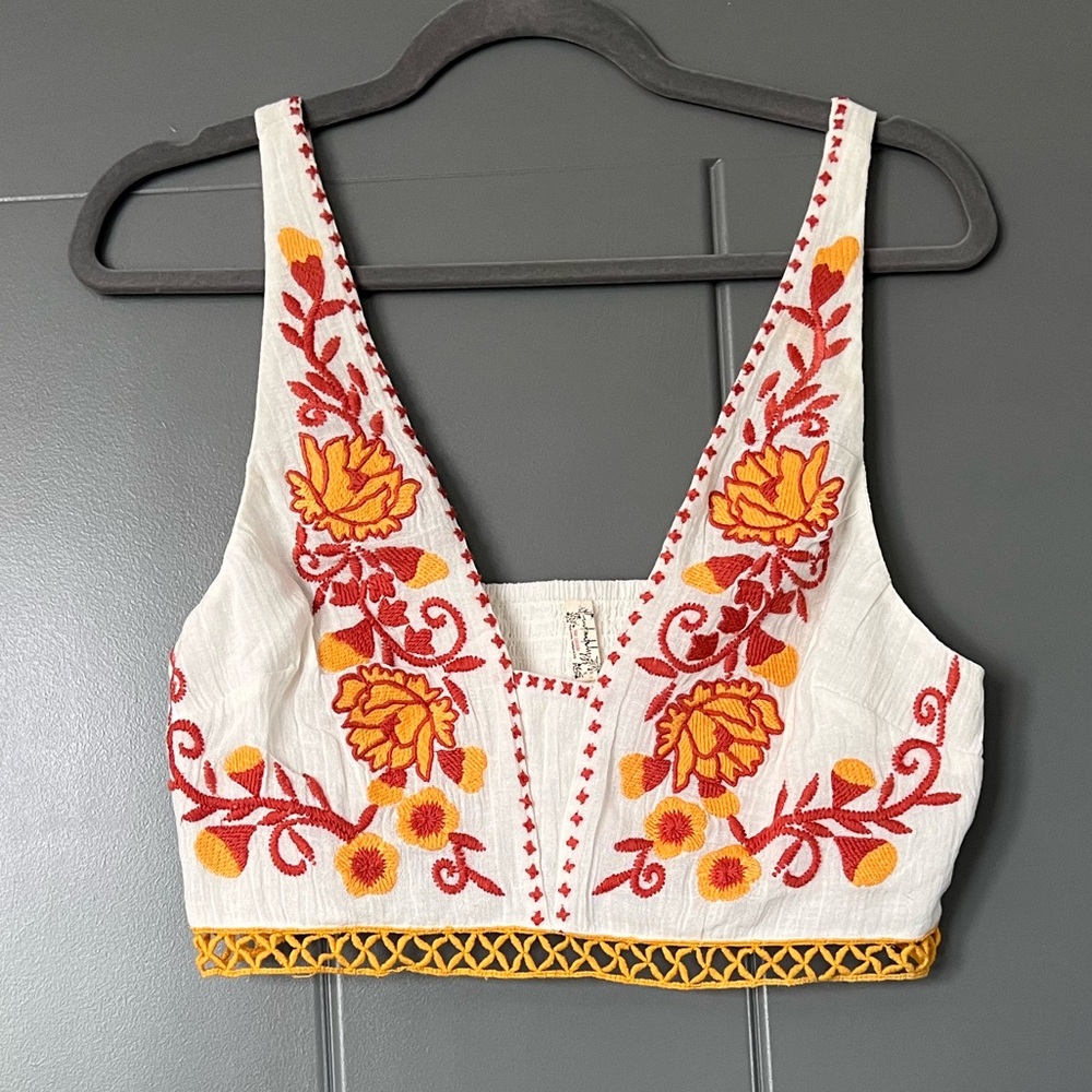 Free People embroidered crop top